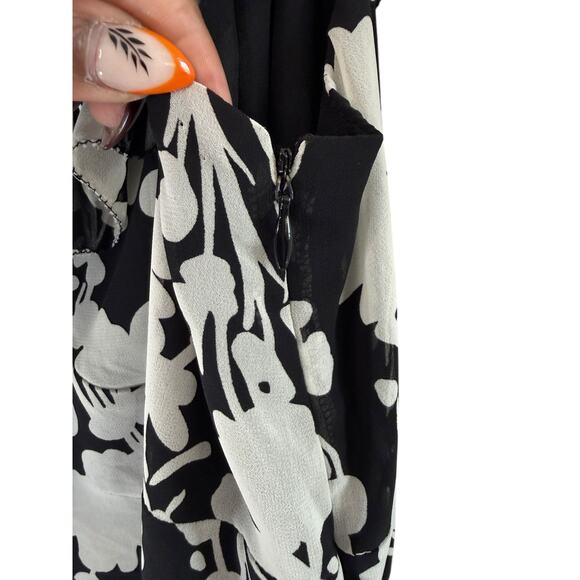 Anny Taylor Loft Dress Black White Floral Babydoll Fairy Whimsical  Size 12 - Picture 3 of 10